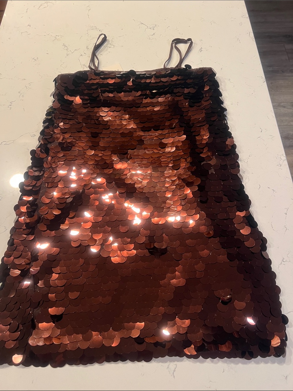a new day Copper Sequin Party Top